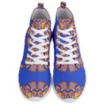 Yellow red shapes on a blue background                                                         Men s Lightweight High Top Sneakers