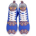 Yellow red shapes on a blue background                                                         Women s Lightweight High Top Sneakers