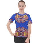 Yellow red shapes on a blue background                                                        Women s Sport Raglan Tee