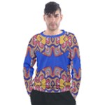 Yellow red shapes on a blue background                                                        Men s Long Sleeve Raglan Tee