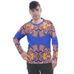 Yellow red shapes on a blue background                                                       Men s Pique Long Sleeve Tee
