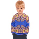Yellow red shapes on a blue background                                                        Kids  Overhead Hoodie