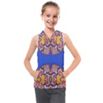 Yellow red shapes on a blue background                                                       Kids  Sleeveless Hoodie