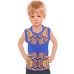 Yellow red shapes on a blue background                                                        Kids  Mesh Tank Top