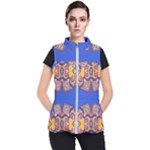 Yellow red shapes on a blue background                                                         Women s Puffer Vest