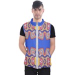 Yellow red shapes on a blue background                                                          Men s Puffer Vest
