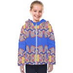 Yellow red shapes on a blue background                                                         Kids  Hooded Puffer Jacket