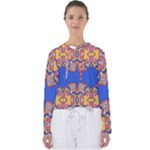 Yellow red shapes on a blue background                                                         Women s Slouchy Sweat