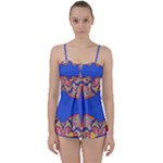 Yellow red shapes on a blue background                                                         Babydoll Tankini Set