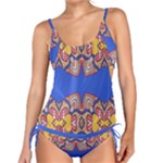 Yellow red shapes on a blue background                                                         Tankini Set