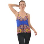Yellow red shapes on a blue background                                                        Chiffon Cami