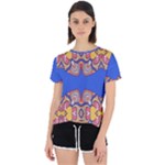 Yellow red shapes on a blue background                                                         Open Back Sport Tee