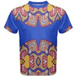 Yellow red shapes on a blue background                                                          Men s Cotton Tee