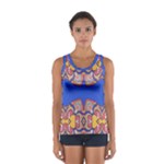 Yellow red shapes on a blue background                                                          Women s Sport Tank Top