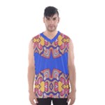 Yellow red shapes on a blue background                                                          Men s Basketball Tank Top