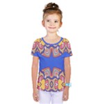 Yellow red shapes on a blue background                                                           Kids  One Piece Tee
