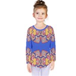 Yellow red shapes on a blue background                                                           Kids  Long Sleeve Tee