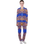 Yellow red shapes on a blue background                                                         Casual Jacket and Pants Set