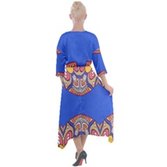Quarter Sleeve Wrap Front Maxi Dress 