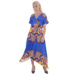Cross Front Sharkbite Hem Maxi Dress 