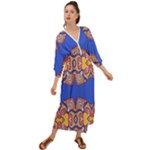 Yellow red shapes on a blue background                                                            Grecian Style Maxi Dress