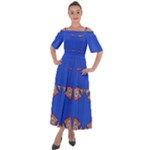 Yellow red shapes on a blue background                                                             Shoulder Straps Boho Maxi Dress