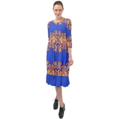 Ruffle End Midi Chiffon Dress 