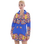 Yellow red shapes on a blue background                                                           Women s Hoodie Dress