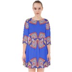 Yellow red shapes on a blue background                                                        Smock Dress