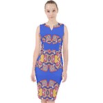 Yellow red shapes on a blue background                                                            Midi Bodycon Dress