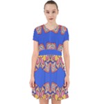 Yellow red shapes on a blue background                                                            Adorable in Chiffon Dress