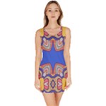 Yellow red shapes on a blue background                                                          Bodycon Dress