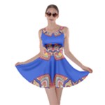 Yellow red shapes on a blue background                                                          Skater Dress