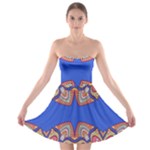 Yellow red shapes on a blue background                                                          Strapless Bra Top Dress