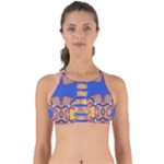 Yellow red shapes on a blue background                                                        Perfectly Cut Out Bikini Top
