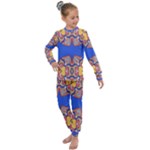 Yellow red shapes on a blue background                                                       Kids  Long Sleeve Set