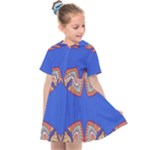 Yellow red shapes on a blue background                                                      Kids  Sailor Dress