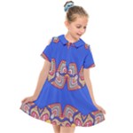 Yellow red shapes on a blue background                                                       Kids  Short Sleeve Shirt Dress