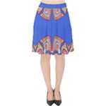 Yellow red shapes on a blue background                                                         Velvet High Waist Skirt