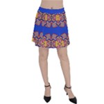 Yellow red shapes on a blue background                                                          Panel Skirt