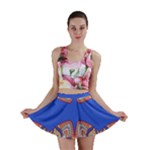 Yellow red shapes on a blue background                                                          Mini Skirt