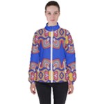 Yellow red shapes on a blue background                                                          High Neck Windbreaker (Women)