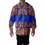 Yellow red shapes on a blue background                                                          Hooded Wind Breaker (Kids)