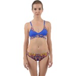 Yellow red shapes on a blue background                                                            Wrap Around Bikini Set