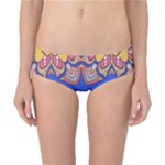 Yellow red shapes on a blue background                                                          Classic Bikini Bottoms
