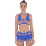 Yellow red shapes on a blue background                                                         Racerback Boyleg Bikini Set