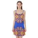 Yellow red shapes on a blue background                                                          Satin Night Slip