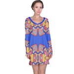 Yellow red shapes on a blue background                                                          nightdress