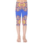 Yellow red shapes on a blue background                                                         Kids  Capri Leggings