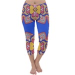 Yellow red shapes on a blue background                                                          Capri Winter Leggings